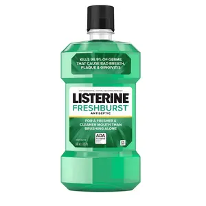 Listerine Freshburst Antiseptic Mouthwash for Bad Breath, Kills Germs That Cause Bad Breath & Fight Plaque & Gingivitis, ADA Accepted Mouthwash, Spearmint, 500 mL Oral