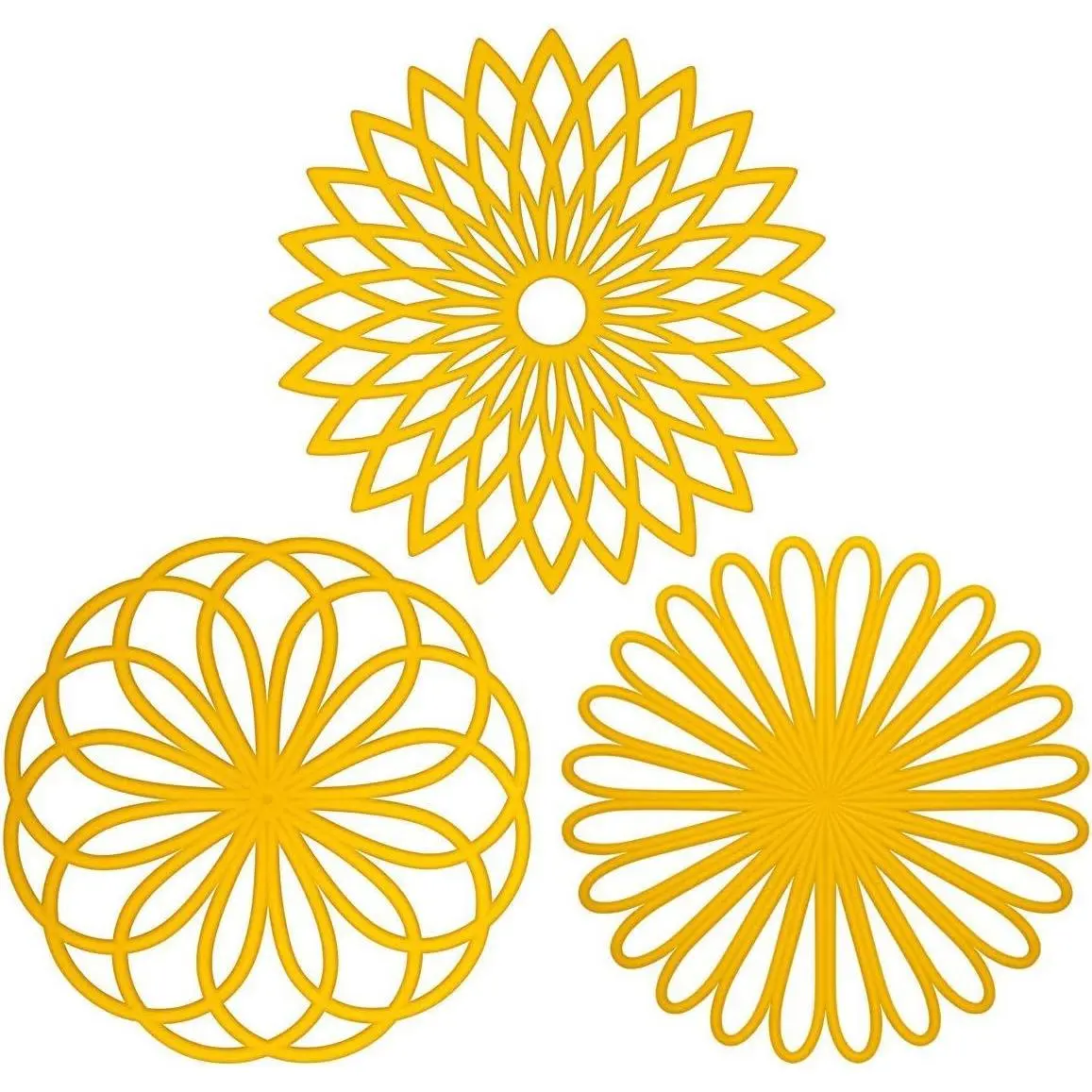 Food-Grade Silicone Flower-Shaped Trivet Set (3set-Yellow, Set of 3, 20*0.4cm/7.87*0.16in Large Size) - Kitchen Hot Pads for Pots, Hot Dishes, Insulated Teapot Coasters, Flexible, Durable, Non-Slip, Cyclic Use