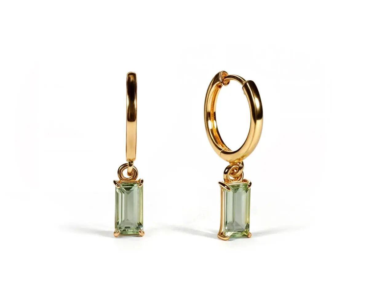 Huggie Earrings in Green Amethyst