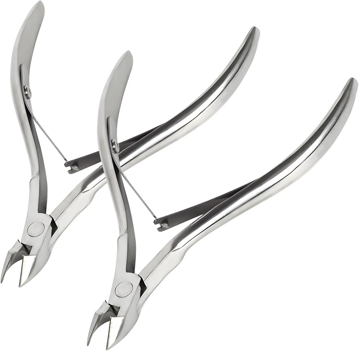 2 Packs Nail Cuticle Trimmer Professional Cuticle Cutter Stainless Steel Cuticle Nippers with Double Spring Cuticle Clippers Pedicure Manicure Tools for Fingernails and Toenails (Silver)