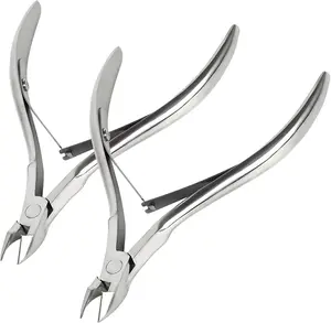 2 Packs Nail Cuticle Trimmer Professional Cuticle Cutter Stainless Steel Cuticle Nippers with Double Spring Cuticle Clippers Pedicure Manicure Tools for Fingernails and Toenails (Silver)