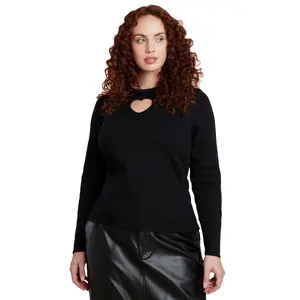 ELOQUII Women's Plus Size Heart Cut Out Sweater
