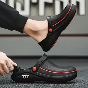 Chef work shoes - anti slip, beach shoes,wide toe chef shoes,oil resistant, waterproof, comfortable, easy to clean, easy to put on and take off, suitable for kitchen, nursing, gardening, and catering work.