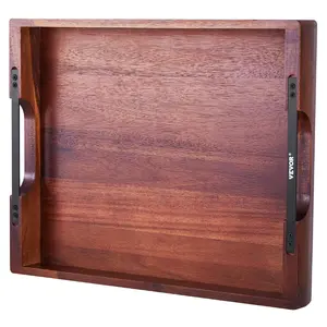 【Summervibes】VEVOR Wood Serving Tray,  , Acacia Wooden Tray Board with Handles, Decorative Rustic Serving Trays Platter, Ideal for Breakfast in Bed, Lunch, Kitchen, Living Room, Ottoman, Coffee Table, Party, Couch