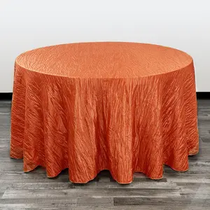 132 Inch Round Crinkle Taffeta Tablecloth Terracotta