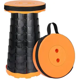 Collapsible Telescoping Portable Stool for Adults, Camping Stools, Upgraded Collapsible Folding Seats with Load Capacity 550lbs (Orange)
