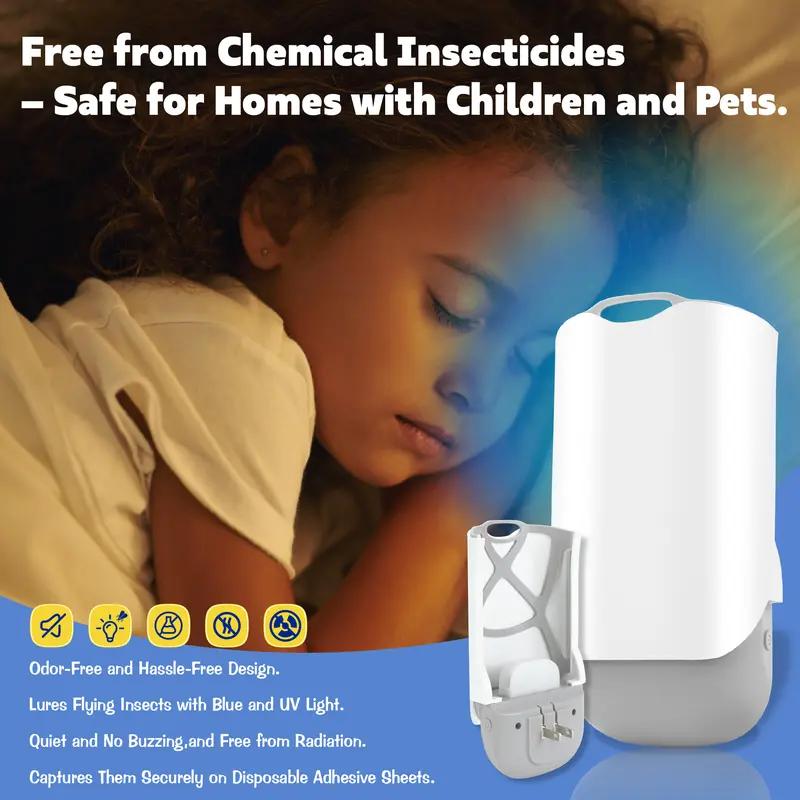 Flying Insect Trap for Indoors - Bug Catcher for Home, Plug-in Fly Bug Zapper with Effective Blue Light to Fruit Flies, Moths, Gnats, Mosquitoes,House Flies(1 Device+1 Refills)