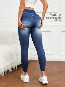 Minimalist Women's Casual High Waist Skinny Stretchy Elastic Denim Jeans, Tummy Control Jeggings For Women Compression Fit Waisted, Casual Day, Everyday Chic, Daily Grind, Vacation Ready, Viral Fashion, Trendy