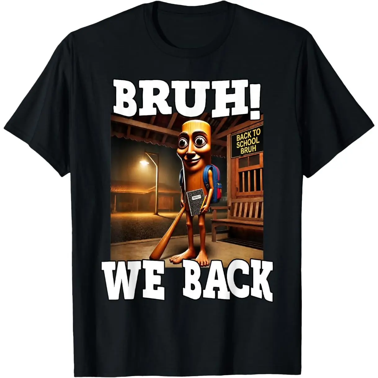 100% Premium Cotton graphic tees Triple T Sahur Bruh We Back to School Brainrot Meme T-Shirt