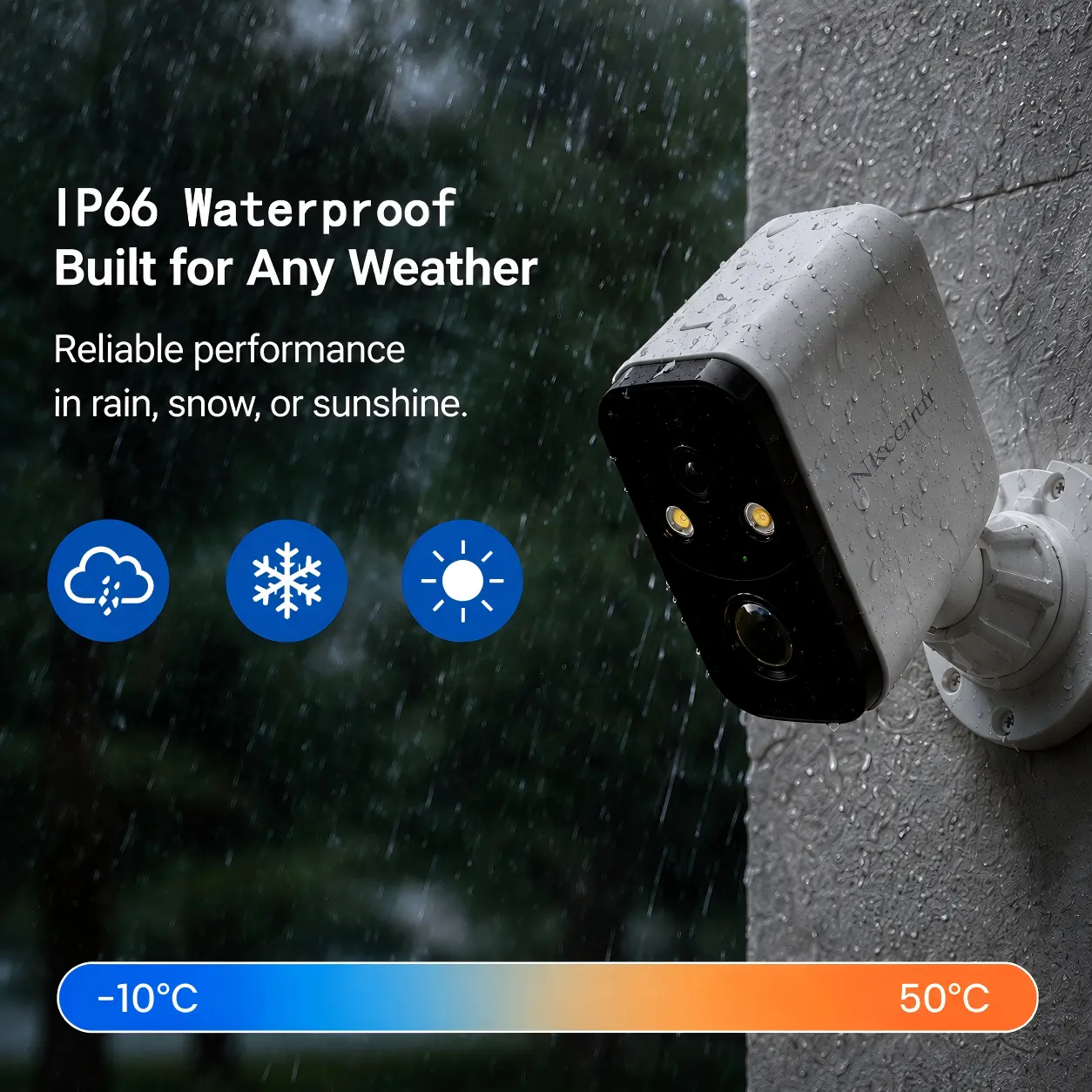 NKccnur Solar Wireless Security Camera Outdoor, Solar Powered WiFi Home Surveillance Camera with AI Motion Alert, Color Night Vision, 2-Way Audio, IP66 Waterproof, Cloud Storage