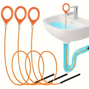 3pc Hair Drain Snake, Drain unclogger, Drain Clog Remover, Extra-Long Stainless Steel Drain Hook with Nylon Coating — Suitable for kitchen sink, Bathroom Sinks, Bathtubs, and Showers， Clean Drain Without Chemicals
