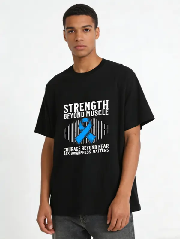 Men's ALS Awareness Cotton Short-Sleeve Round Neck Fashion T-Shirt - Casual Comfortable Menswear Top for Advocacy Events, Tops, Shortsleeve, Clothes, Soft, Tshirt, Streetwear, Multi-Size, Cold Wash