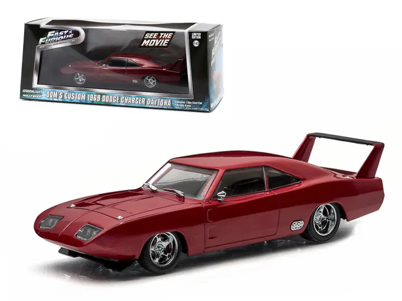 Dom's 1969 Dodge Charger Daytona Maroon Fast and Furious 6" Movie 2013 1/43 Diecast Model Car by Greenlight"