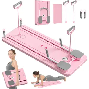 Pilates Board - 2025 Pilates Reformer Set, Multi-Purpose Foldable Pilates Reformer Board for Home, 5 in 1 Pilates Sliding Board (Pink)