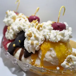 Banana Split - Classic Dessert with Whipped Cream, Chocolate Sauce, and Topped with Cherries