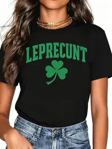 Women's Y2K Leprecunt Baby Tee, Funny Cute Shamrock St. Patrick's Day Green Party Shirt, Casual Paddy Outfit
