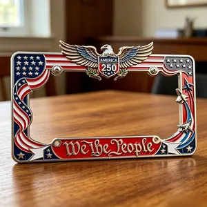 250Th Anniversary License Plate Frame 1776-2026, USA Patriotic Metal Decoration with Statue of Liberty And Liberty Bell for Car, Perfect Father'S Day Automotive Gift for Dad