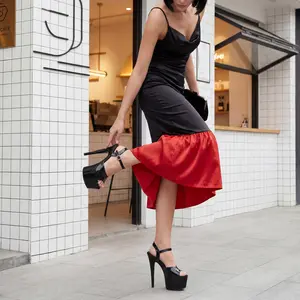 WUXIN H&P Women's 7 in Platform Sandal Heels With Ankle-Strap - Sexy Pole Dance High Heel Shoes for Exotic Dancers - 17 cm Stiletto