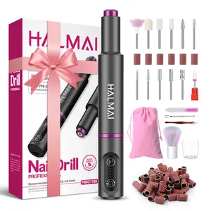 Beginner-Friendly HALMAI Electric Nail Drill Machine - Cordless, Portable, Rechargeable Nail File Kit for Acrylic Gel Nails, Professional Manicure & Pedicure Tool