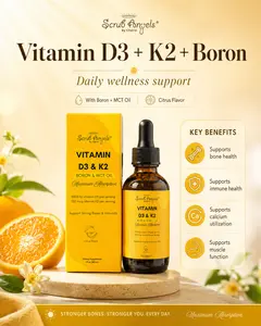 Scrub Angels - Premium Vitamin D3 & K2 With Boron for Bone and Immunity Support | Liquid Extract