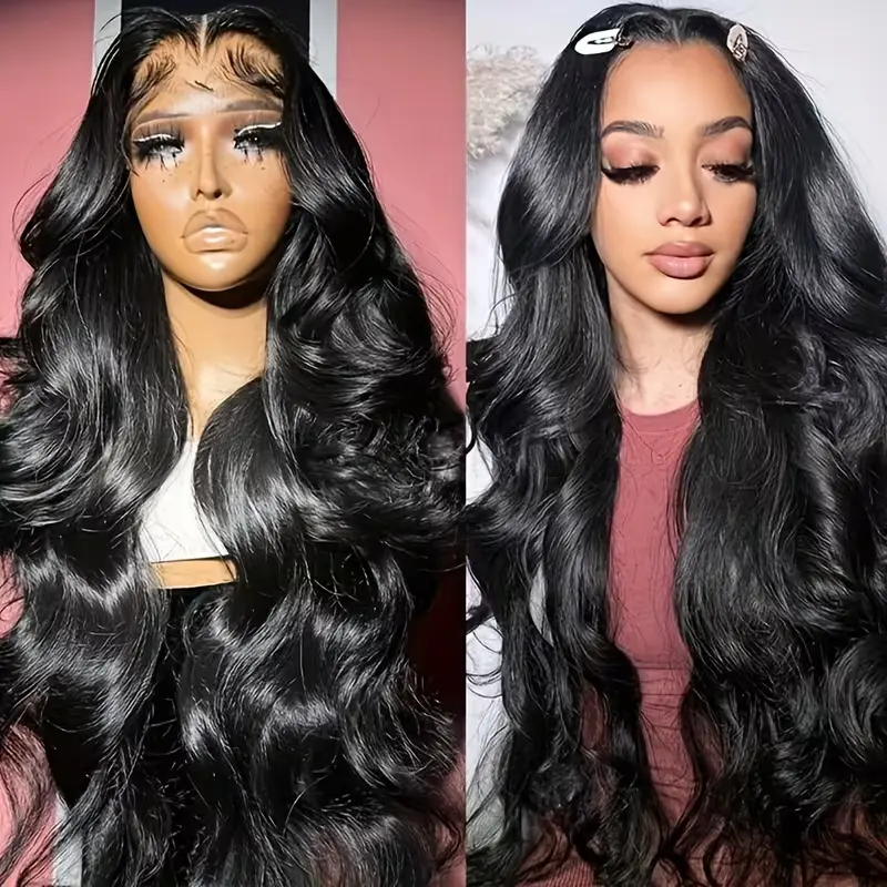 13x4 HD Lace Frontal 26 Inch Long Body Wave Wig 13X4 HD Lace Front Wigs Loose Wavy Wave Natural Black Color Heat Resistant Fiber Hair 200% Density for Women Natural Color 28 Inch Loose Wave Lace Wigs