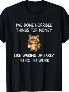 Unisex Short Sleeve T-Shirt, Casual Trendy Versatile, Simple Badger Design, Washed Loose Fit, Couple Style, Funny Joke Tee