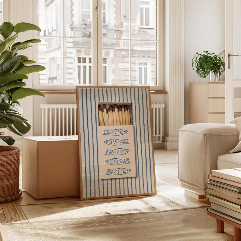 Sardine Matchbox Wall Art - Digital Print, Coastal Decor  Poster Unframed - 5 size, 8x12  to 27x40