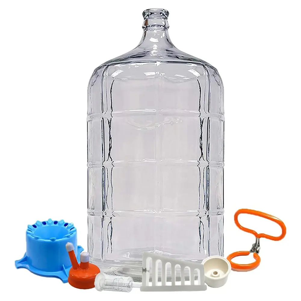 Home Brew Ohio 6 Gallon Glass Carboy with Deluxe Accessories (Carboy cap, drilled bung, three piece airlock, carboy dryer, carboy wedge, handle)