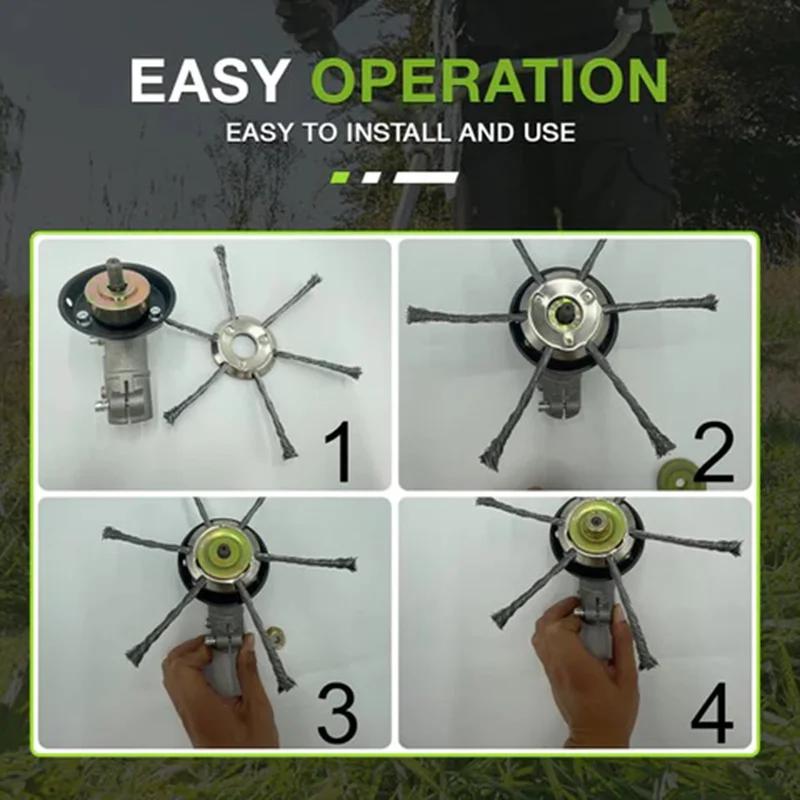 8/9inch Steel Wire Wheel Head Grass Trimmer Head Universal Weed Brush Fit Straight Shaft Brushcutter Removal Moss Rust