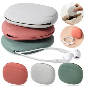 Wired Headphone Storage Box Data Cable Silicone Case Protective Cover Bluetooth Earphone Makeup Storage Small Item Organizer Bag