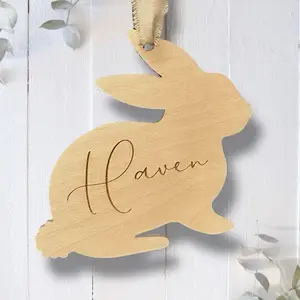 Personalized Wooden Easter Baskets Tag Custom Easter Tag Easter Basket Name Tags Bunny Basket Name Tags Easter Baskets Decoration for Boys Girls Kids Baby First Easter