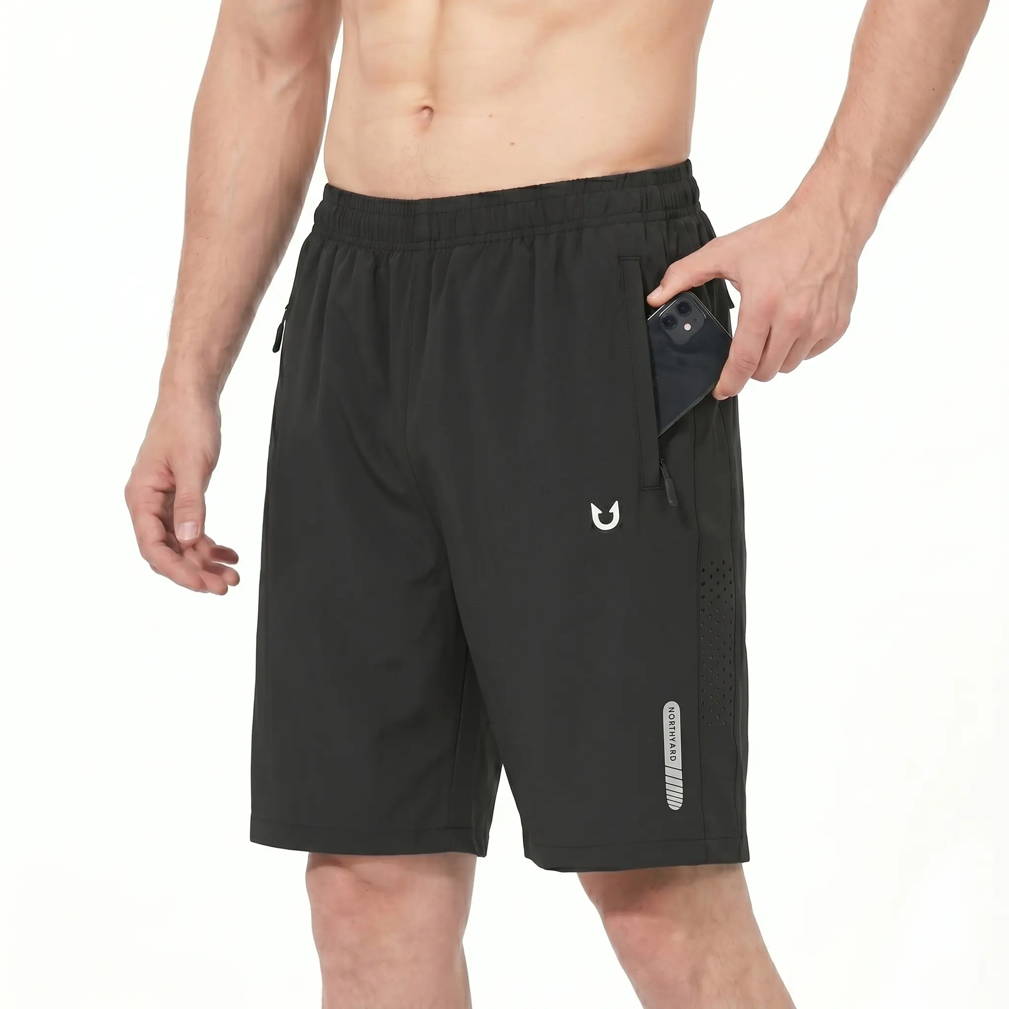 NORTHYARD Men’s 7" Athletic Running Shorts, Waterproof Quick Dry Gym Workout Shorts with Zipper Pockets & Reflective Strips Lightweight Dry Fit