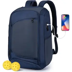 Pickleball Bag, Large Pickleball Backpack Holds 4 to 6 Paddles, Shoes Compartment & Wet/Dry Pocket (9 Pockets), Charge Port