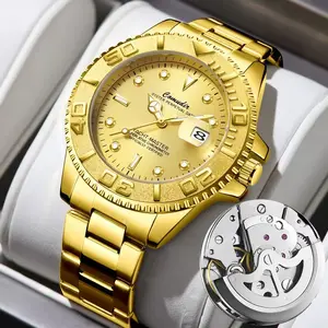 Men's Luxury Stainless Steel Quartz Watch - 43mm Vacuum IP Plated Gold/Silver Wristwatch, Date Display & 30M Waterproof, Tempered Mineral Glass Band for Business & Casual