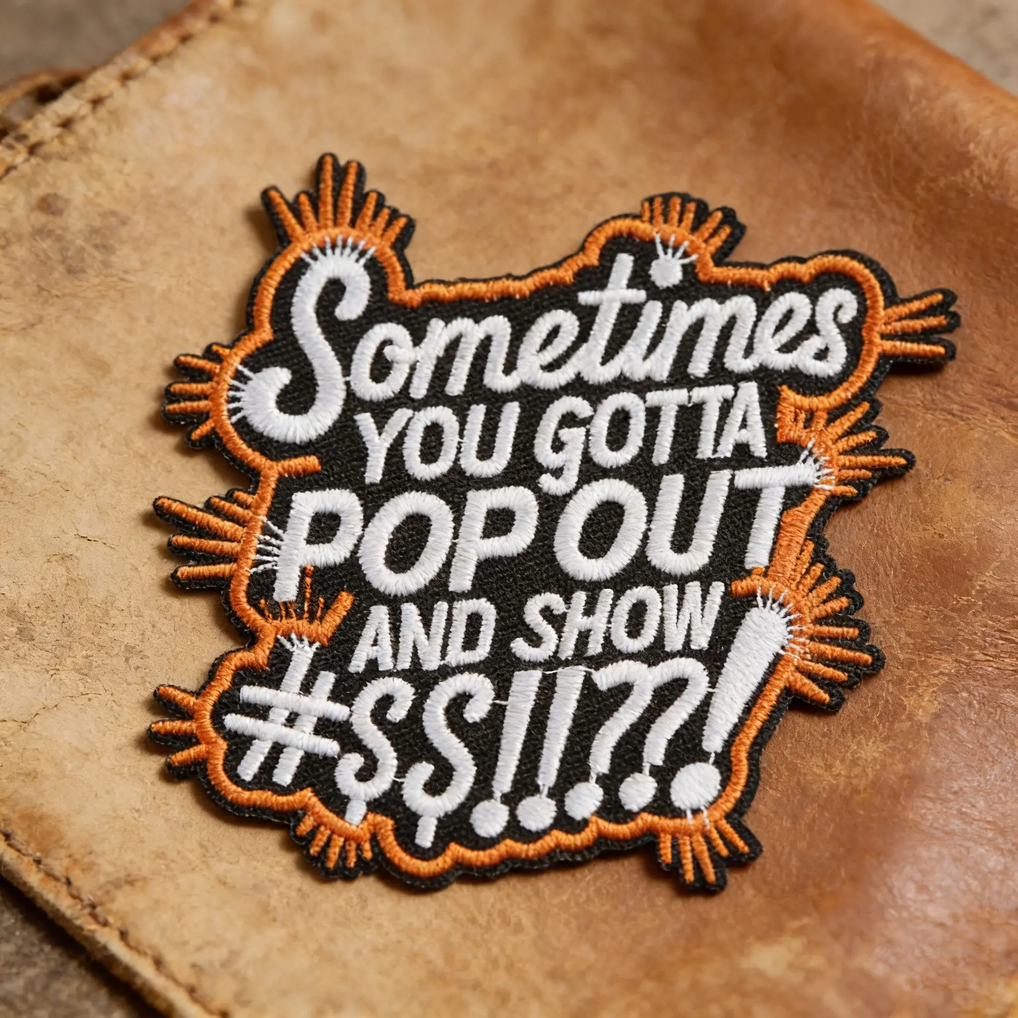 Sometimes You Gotta Pop Out Embroidered Patch, Embroidery Patches, Hand Embroidered Letter Embroidery Design, Lettered Embroidery, Back Adhesive Iron-On, Suitable for Clothes Jackets Hats Accessories, 1 Piece