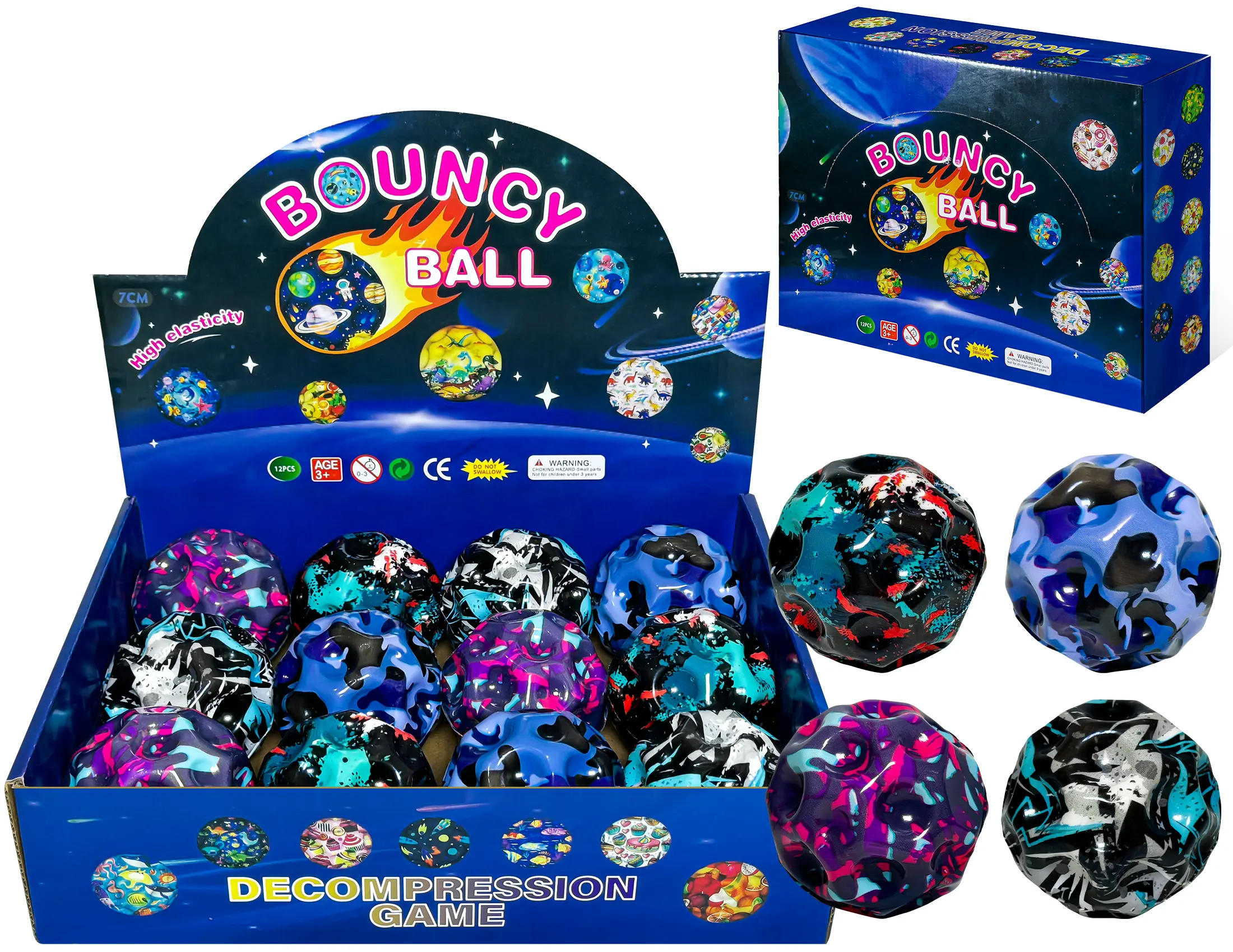 Space Moon Bouncy Ball - Moon Shape High Bouncing Ball for Hand-Eye Coordination - Ideal for Athletes - Great for Christmas, Halloween, Summer Camp, Easter