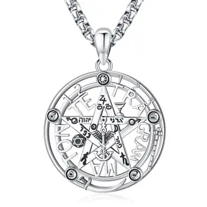 Sebina S925 Tetragrammaton Necklace Tetragrammaton De Plata 925 Pentagram Pentacle Hecate Pendant Witchcraft Wiccan Pagan Jewelry Amulet Necklace Gifts for Her Him Men Women Birthday Anniversary