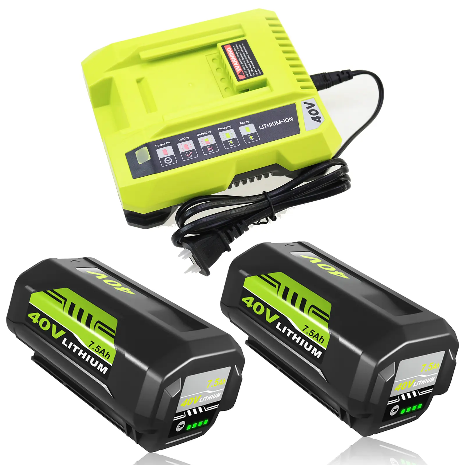 Durable Lithium Cordless Drill Battery, 6000mAh/7500mAh High-Capacity Replacement for Ryobi 40V OP4050A, OP4015, OP40201, OP40261, OP4030, OP40301 Cordless Power Tools & Chargers, Durable Lithium Battery