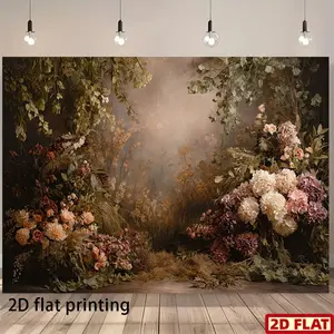 2D Flat 2D Flat - 2D Flat 2D Flat - 1pc Beige Boho Floral Backdrop For Suitable for Wedding Sessions And Various Decorations for Halloween Christmas Home And Events