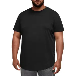 Mens Big and Tall Shirts Short Sleeve Summer Crew Neck Stretch Casual T-Shirt with Pocket Longline Tee (XL-5XL)