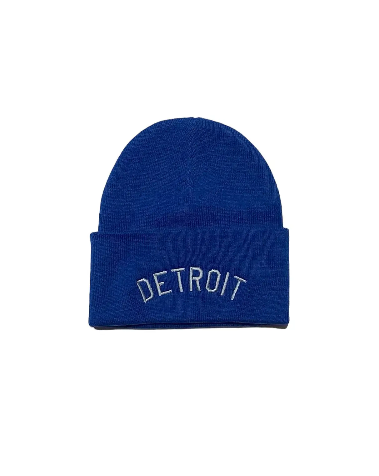 Ink Detroit Royal Blue & Silver Embroidered Acrylic Knit Beanie - Lions Fans Game Day Football Fashion Accessory (Free On Orders Over $75)