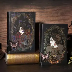 Gothic-style A6 Hardcover Journal with Gold Foiled Stamping Vintage Art Cover Design for Writing and Note-taking 128 Sheets 256 Pages