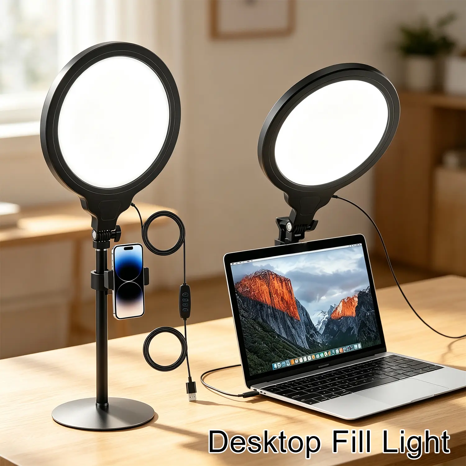 10.5" Ring Light with Stand, Full-Screen Selfie Ring Light for Desk with Phone Holder, Adjustable Laptop Light for Video Recording, Zoom Lighting for Computer, Meeting, Live Streaming, Podcast