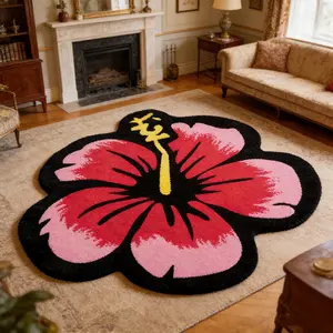 1 pcs, decorative rug, floral pattern mat, decorative carpet, irregular shaped rug, Washable area rug, washable by hand or machine, modern style home decor, soft and comfortable, suitable for living room, bedroom, a perfect gift for friends