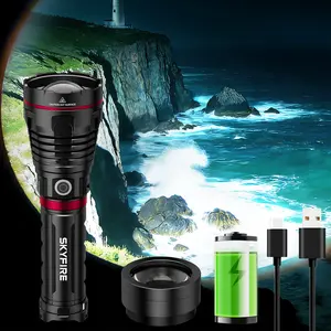 SKYFIRE 1209 Rechargeable  Flashlight - Waterproof, 3 Modes & Carry Strap, 20000mAh Super Bright Instant Light for Camping Emergency Power Outage