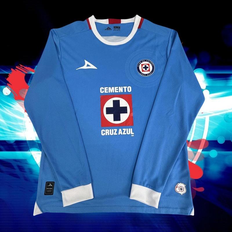 24 25 Mexico Ligamx League Cruz Azul Away Long Sleeve Soccer Jersey Fans Version White