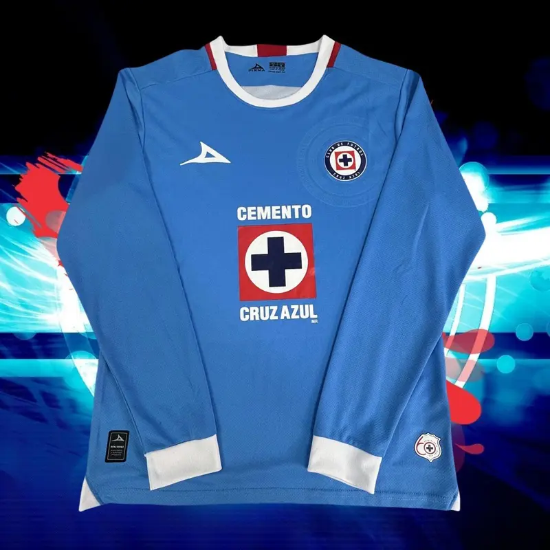 24 25 Mexico Ligamx League Cruz Azul Home Blue Long Sleeve Soccer Jersey Fans Version