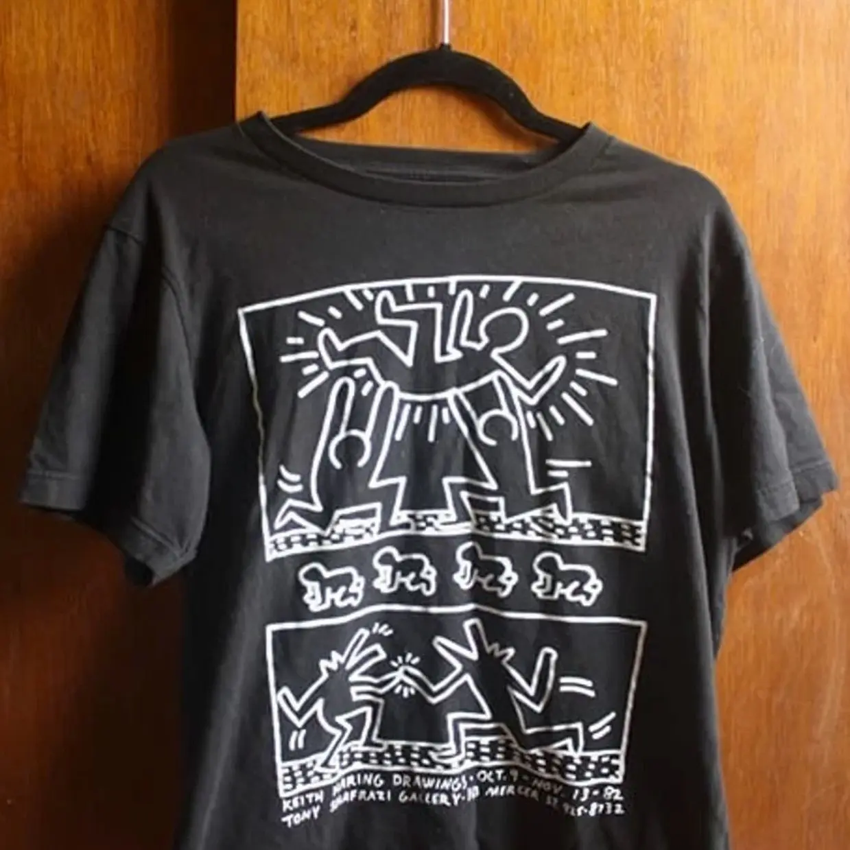 Vintage Keith Haring Cotton Black Shirt Unisex Tour S to 5XL CR051 M