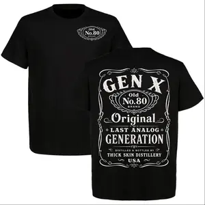 Custom Personalized Gen X Two-Sided T-Shirt, Old No. Your Year Last Analog Generation Vintage Label Tee, Gift for Men and Women