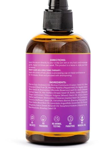 Blaq Luxury Hair Repair & Strengthening Serum With Biotin, Lychee & Sage, Essential Oils for Treating Split Ends and Dry Scalp, Non-Greasy Formula, 4oz